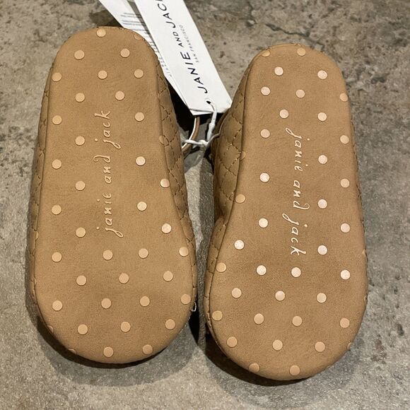 Janie And Jack Tan Faux Suede Quilted Ballet Flats Infant Size 18-24 Months - Picture 8 of 12
